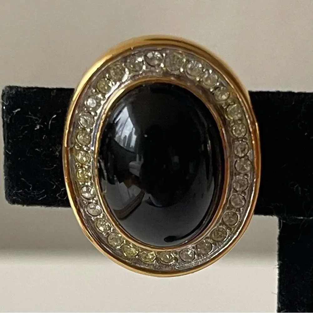 LANVIN Woman post black vintage earrings Black Gold‎